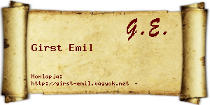 Girst Emil névjegykártya